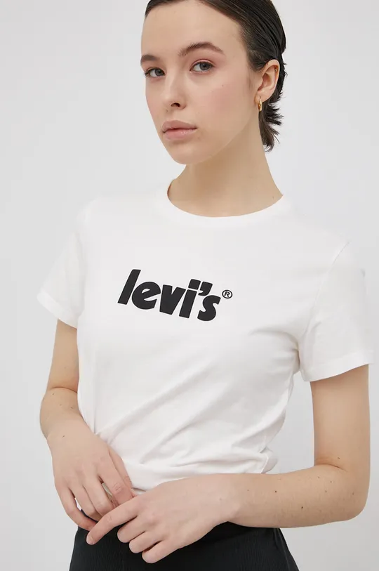 biały Levi's T-shirt bawełniany Damski