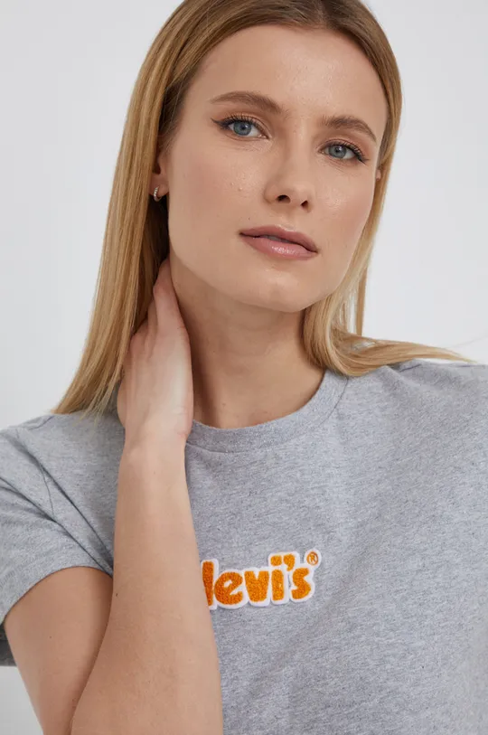 szürke Levi's pamut póló Női