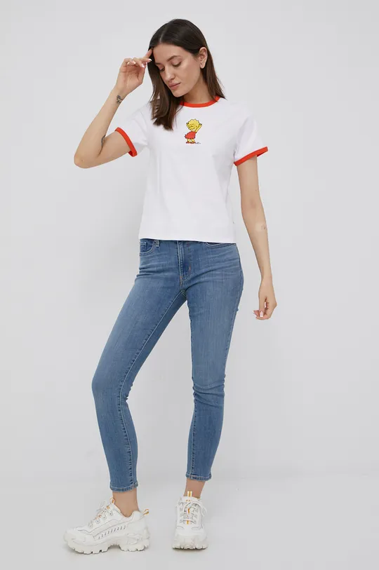 Βαμβακερό μπλουζάκι Levi's X Simpson λευκό