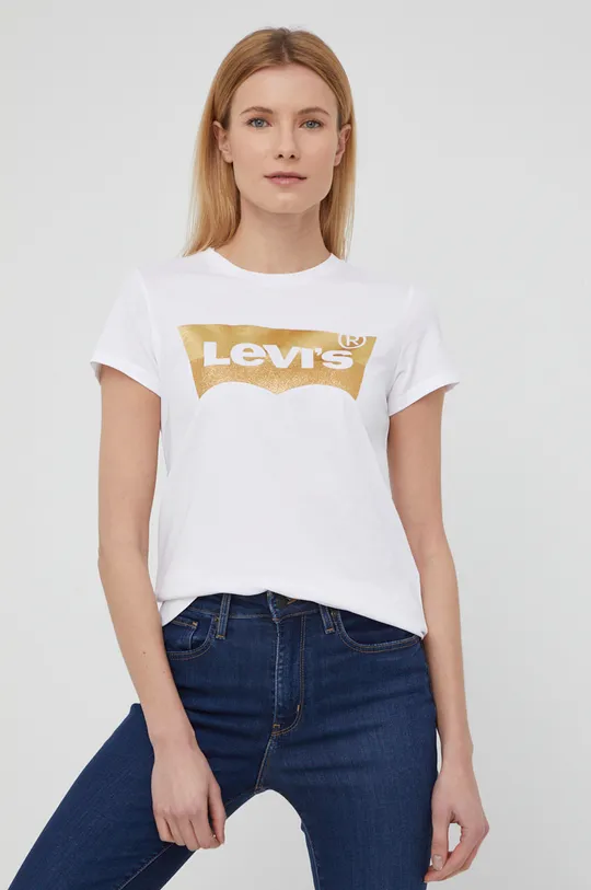 alb Levi's tricou din bumbac De femei