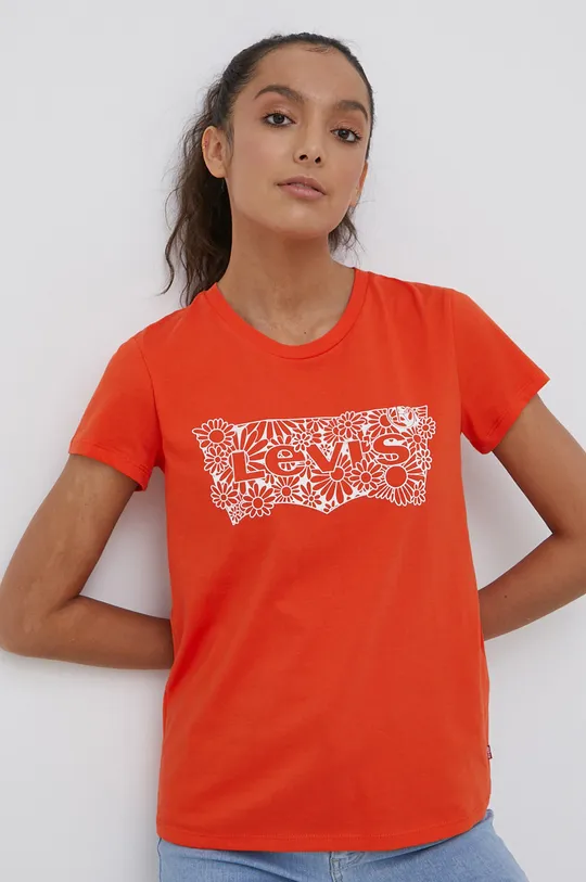 πορτοκαλί Levi's - Βαμβακερό μπλουζάκι Γυναικεία