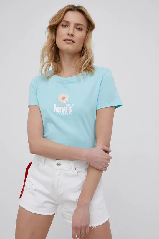 τιρκουάζ Βαμβακερό μπλουζάκι Levi's Γυναικεία