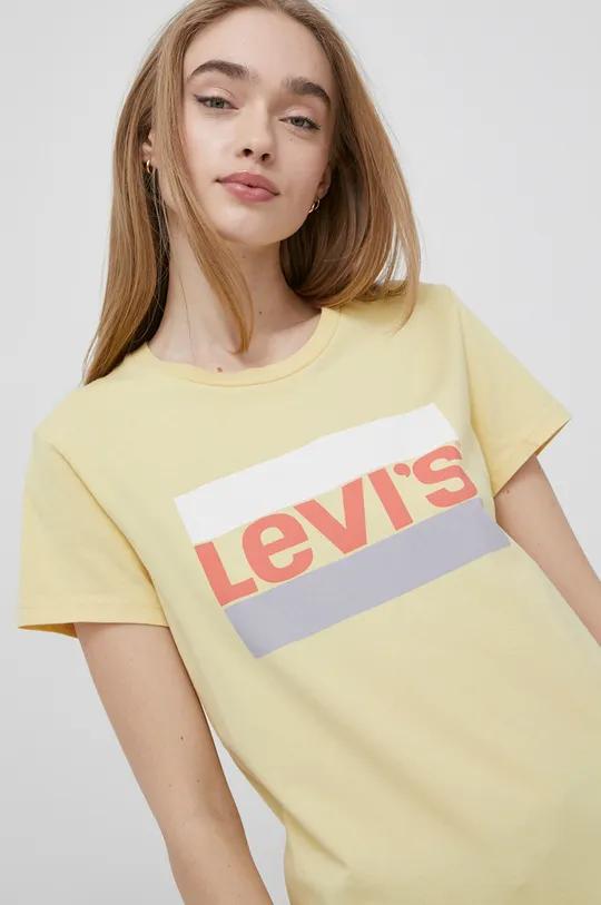 κίτρινο Βαμβακερό μπλουζάκι Levi's Γυναικεία