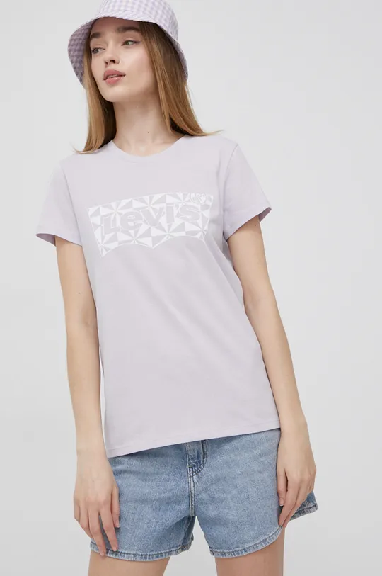 μωβ Βαμβακερό μπλουζάκι Levi's Γυναικεία