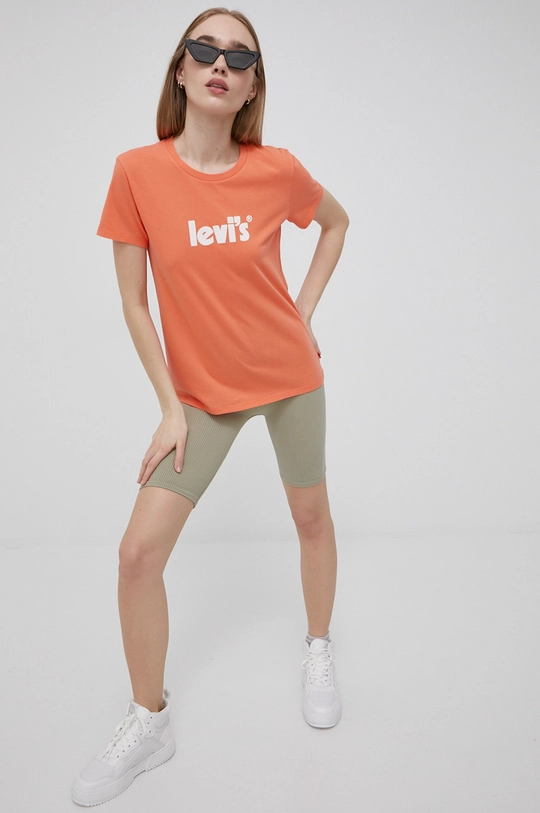 Levi's t-shirt bawełniany pomarańczowy