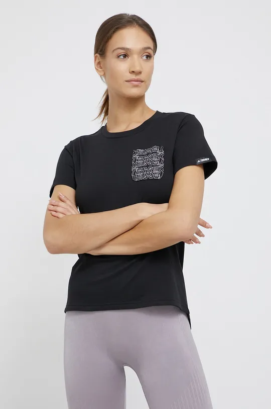czarny adidas TERREX T-shirt sportowy POCKET GRAPHIC TEE GU8984 Damski