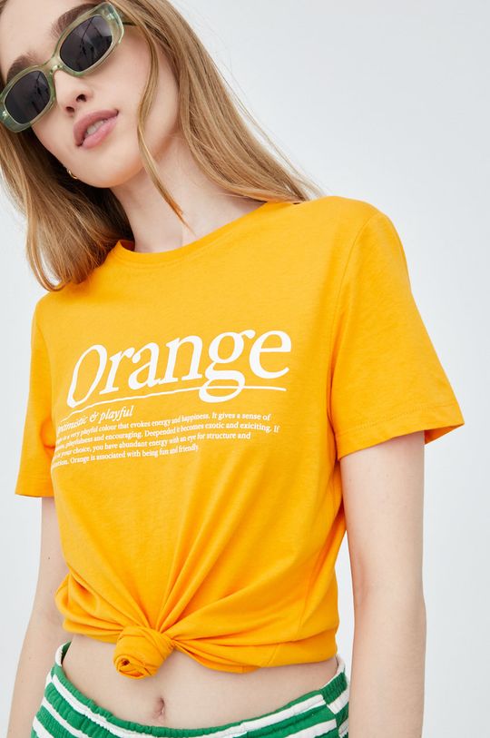 mandarinková Bavlněné tričko Only