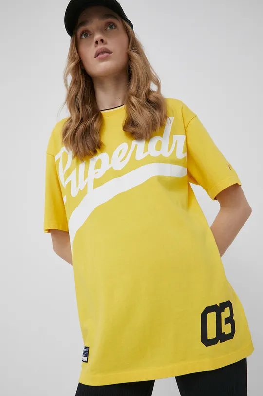 rumena Superdry bombažna majica Ženski