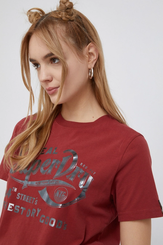 czerwony Superdry T-shirt bawełniany Damski