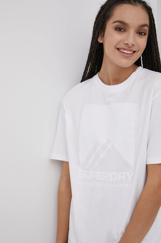 biały Superdry T-shirt bawełniany Damski