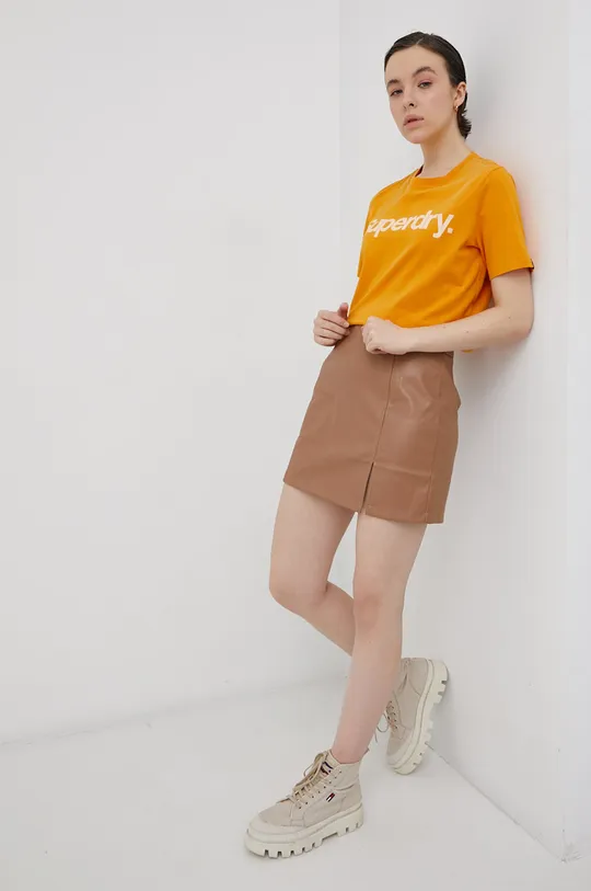 Superdry T-shirt bawełniany pomarańczowy