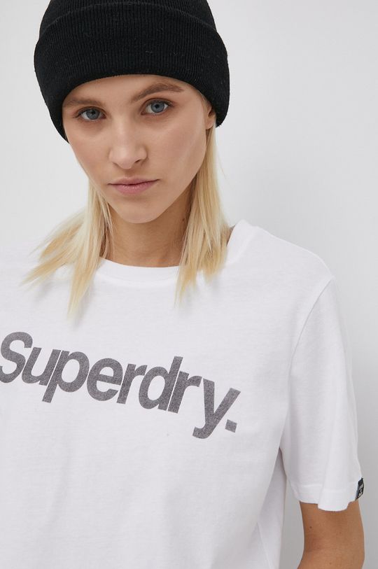 bílá Bavlněné tričko Superdry