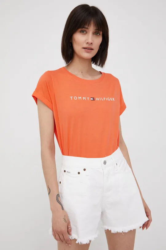 pomarańczowy Tommy Hilfiger t-shirt bawełniany Damski