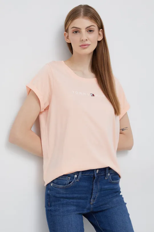 pomarańczowy Tommy Hilfiger t-shirt bawełniany Damski