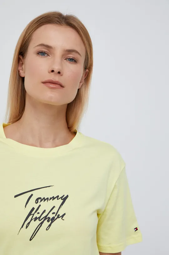 žltá Bavlnené tričko Tommy Hilfiger