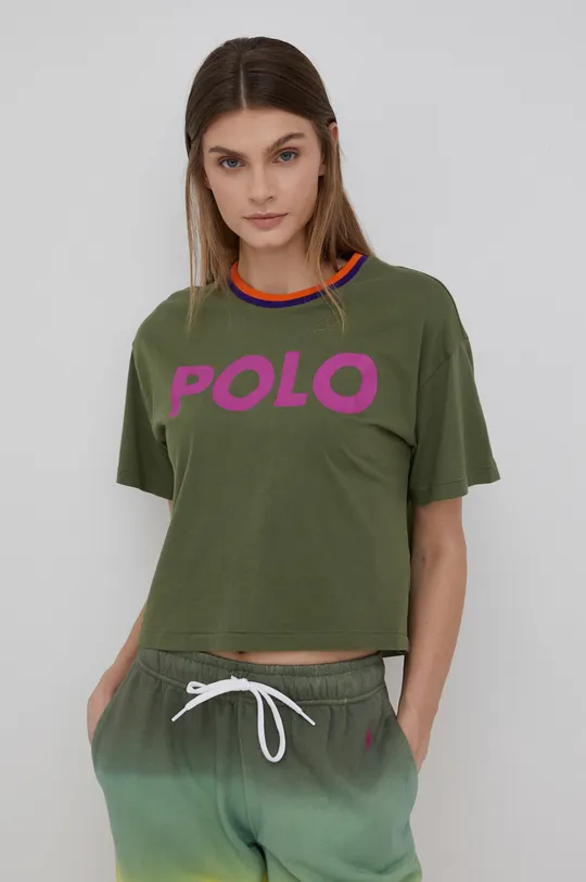 zelená Bavlnené tričko Polo Ralph Lauren Dámsky