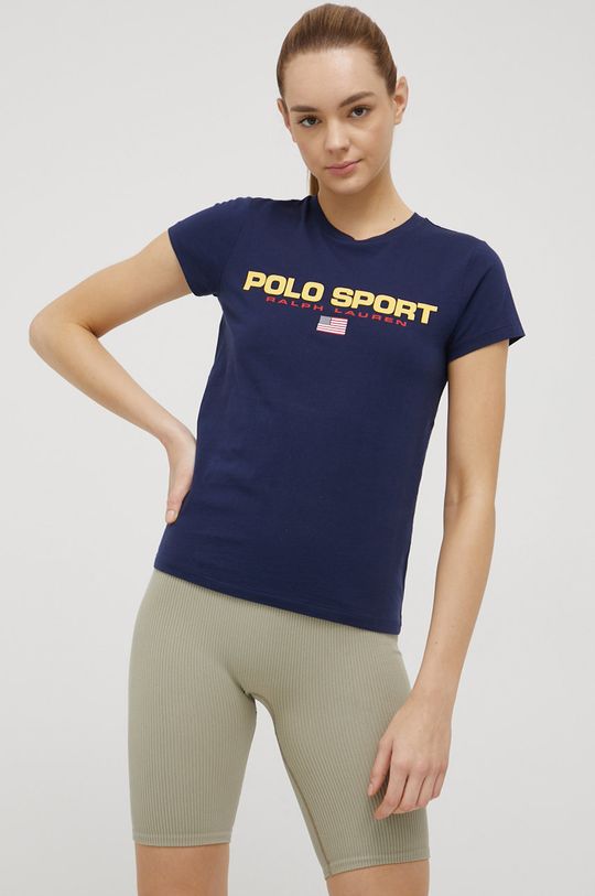 granatowy Polo Ralph Lauren t-shirt bawełniany 211806441010 Damski