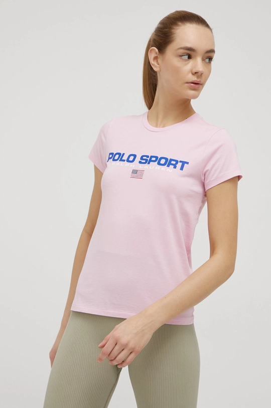 różowy Polo Ralph Lauren t-shirt bawełniany 211806441012 Damski