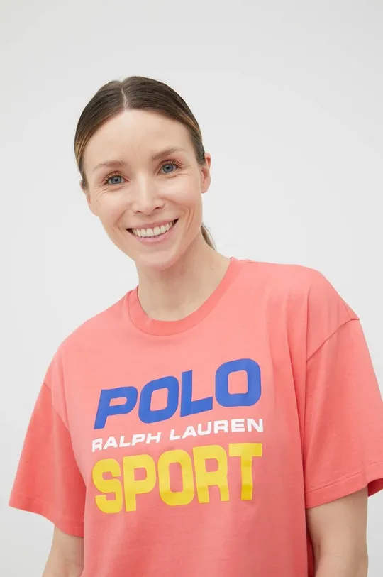 różowy Polo Ralph Lauren t-shirt bawełniany 211856958001 Damski