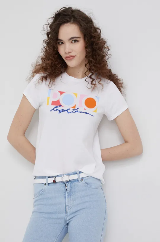 biały Polo Ralph Lauren t-shirt bawełniany 211856637001 Damski