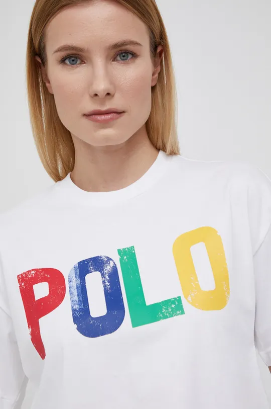 biały Polo Ralph Lauren t-shirt bawełniany 211856639001 Damski