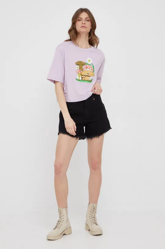 GAP t-shirt bawełniany fioletowy