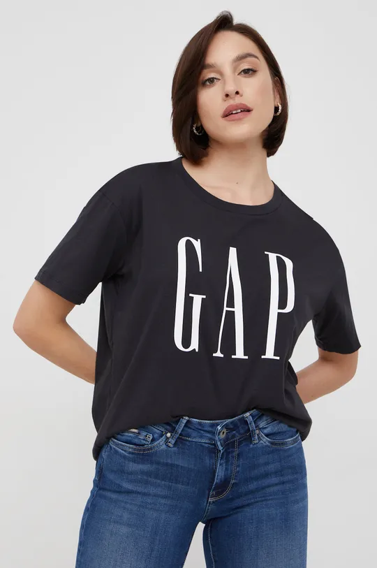 czarny GAP t-shirt bawełniany Damski