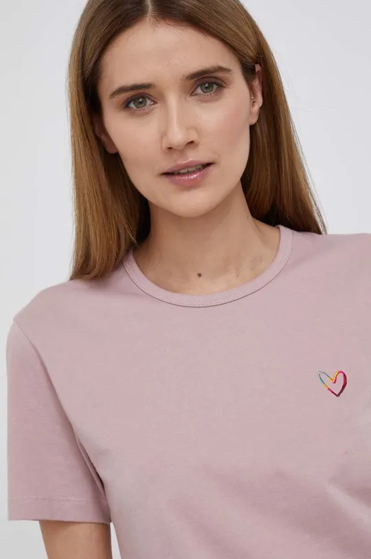 różowy Paul Smith T-shirt bawełniany Damski