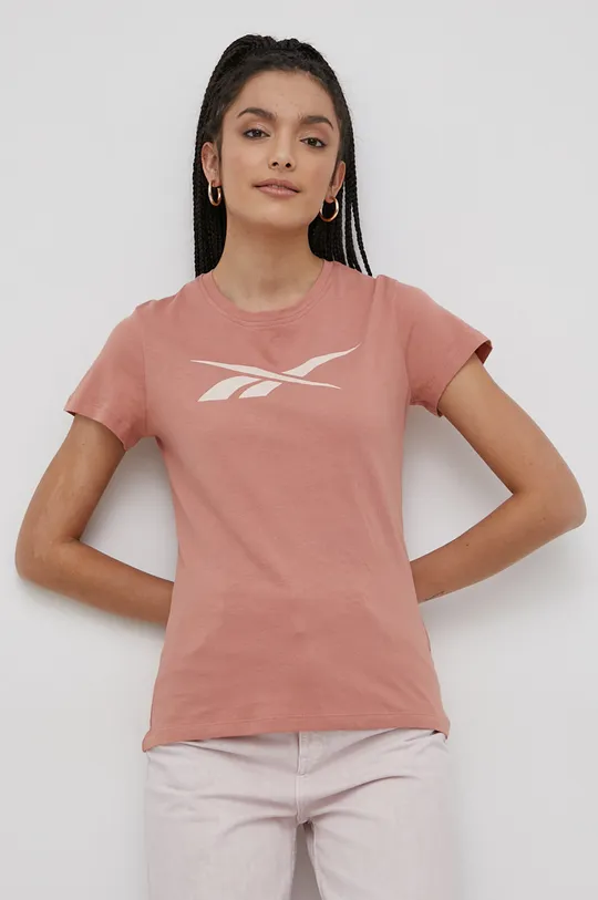 oranžová Bavlnené tričko Reebok H51882 Dámsky