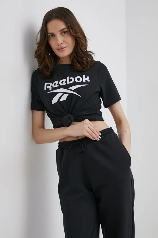 czarny Reebok T-shirt HB2271 Damski