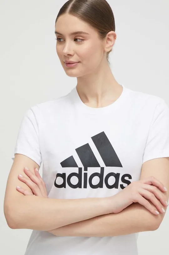 белый Хлопковая футболка adidas Женский
