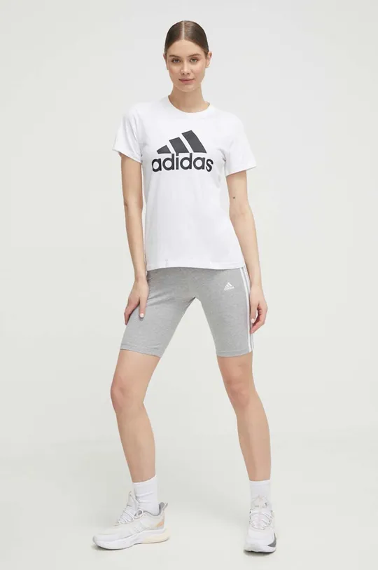 Βαμβακερό μπλουζάκι adidas GL0649 λευκό