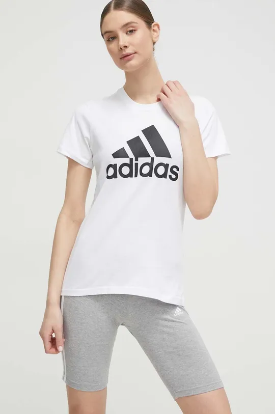 biela Bavlnené tričko adidas GL0649