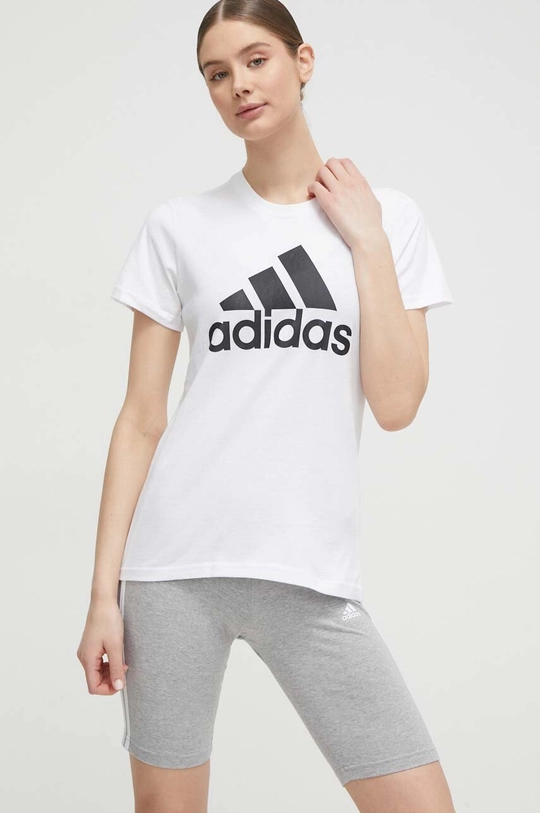 белый Хлопковая футболка adidas