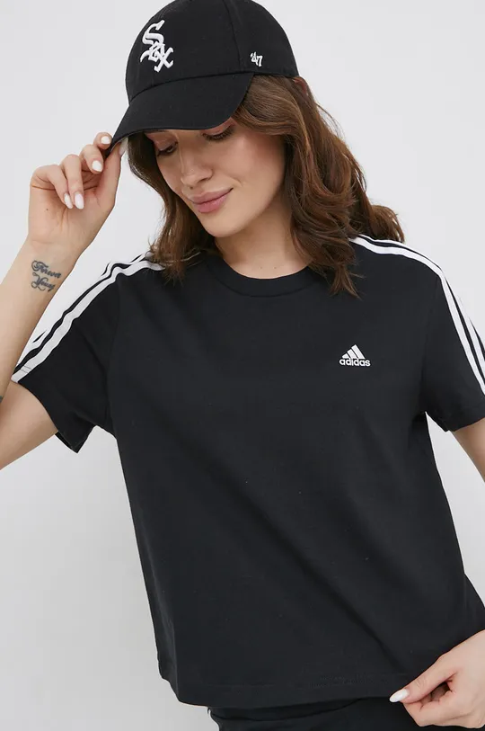czarny adidas T-shirt bawełniany GL0777
