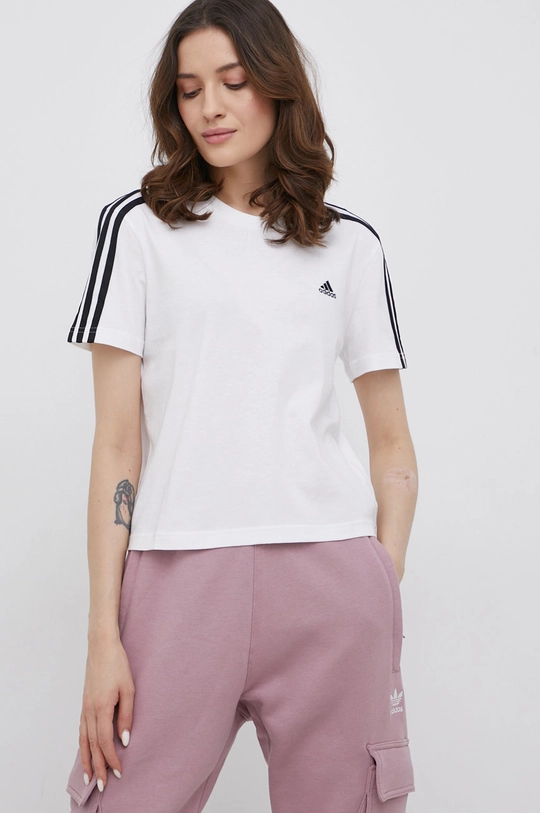 biały adidas T-shirt bawełniany GL0778 Damski