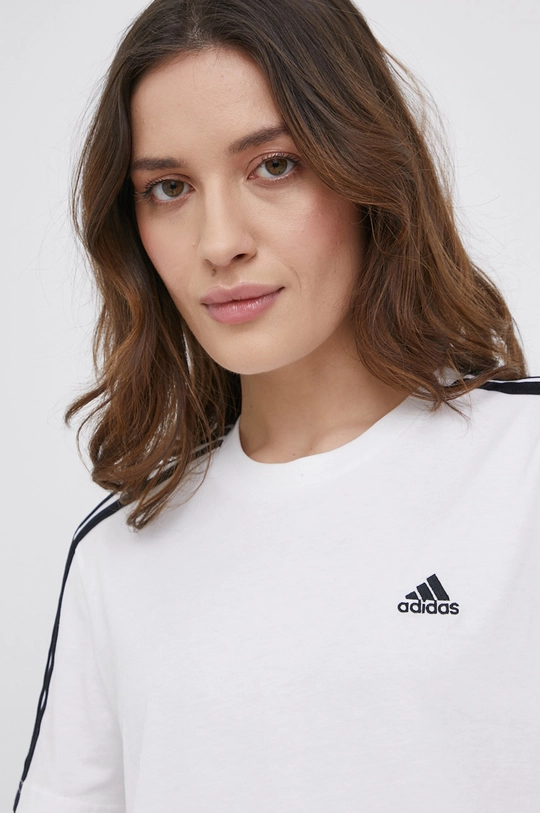 λευκό Βαμβακερό μπλουζάκι adidas