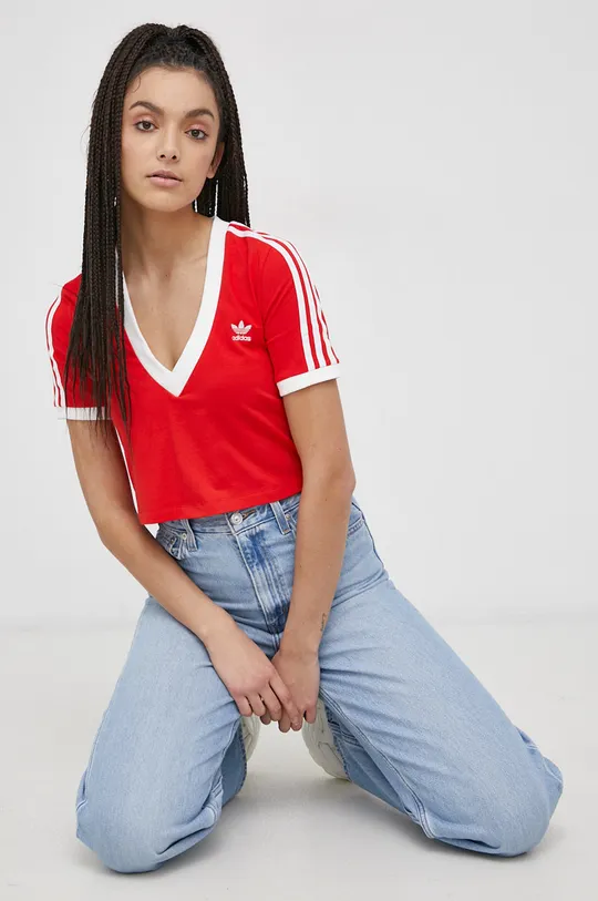 κόκκινο Μπλουζάκι adidas Originals Adicolor Γυναικεία