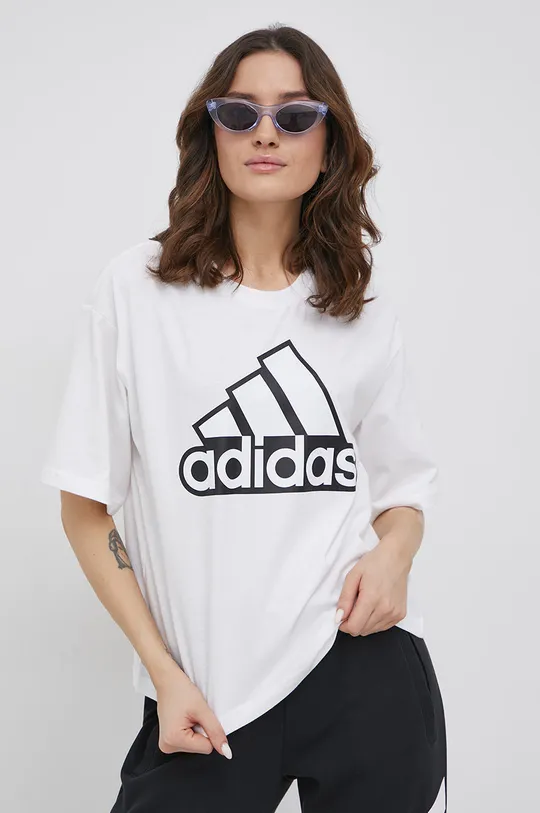 biela adidas - Bavlnené tričko HC9183 Dámsky