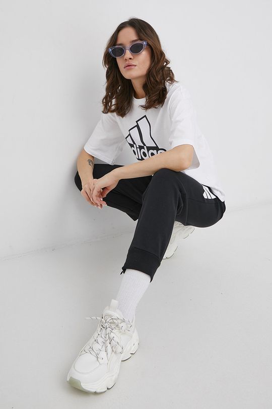 adidas - Bavlněné tričko HC9183 bílá