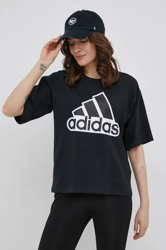 чорний Бавовняна футболка adidas HC9189 Жіночий