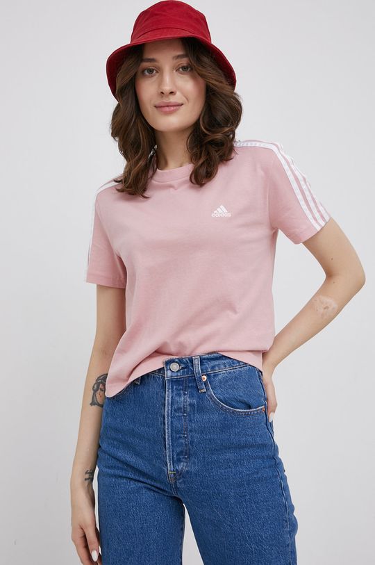 różowy adidas T-shirt bawełniany HF7245 Damski