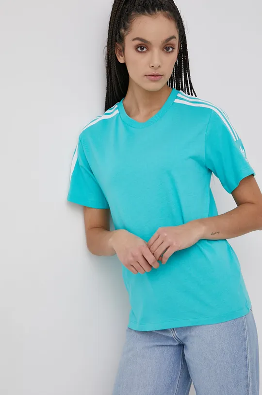 adidas Originals T-shirt bawełniany HF7456 turkusowy