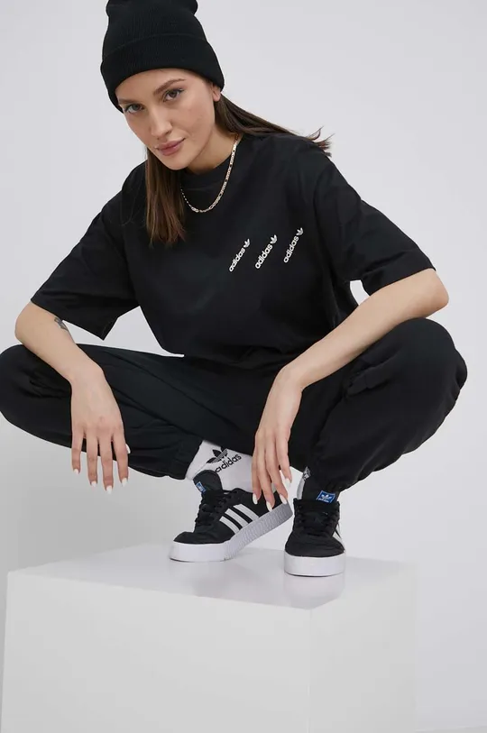 μαύρο Μπλουζάκι adidas Originals Γυναικεία