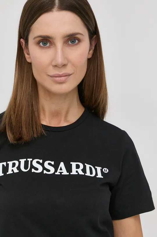 μαύρο Βαμβακερό μπλουζάκι Trussardi