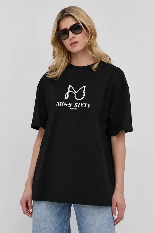 Βαμβακερό μπλουζάκι Miss Sixty μαύρο