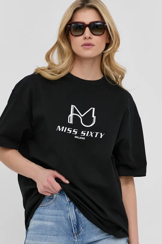 чёрный Хлопковая футболка Miss Sixty