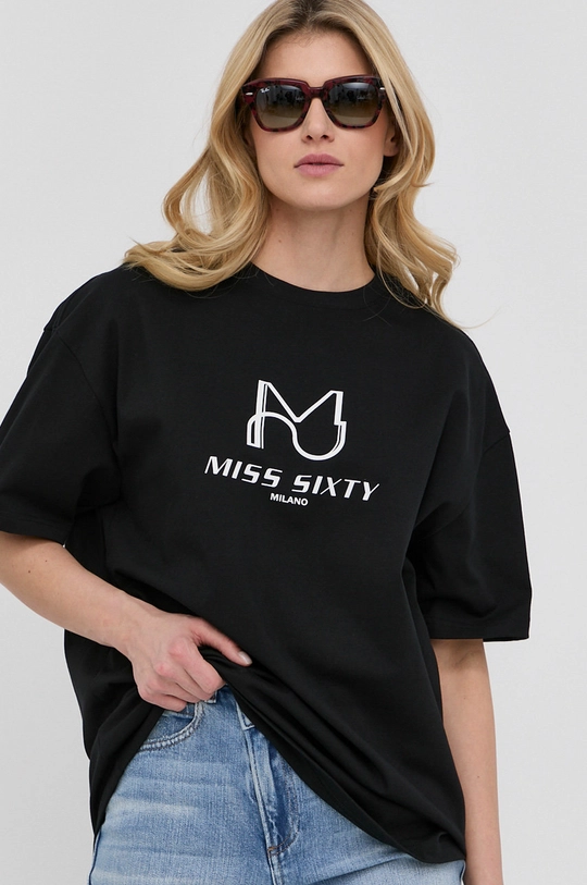 czarny Miss Sixty t-shirt bawełniany