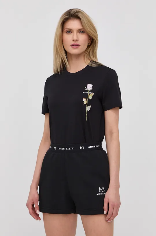 czarny Miss Sixty t-shirt bawełniany Damski