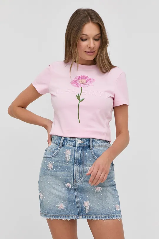 ροζ Βαμβακερό μπλουζάκι Miss Sixty Γυναικεία